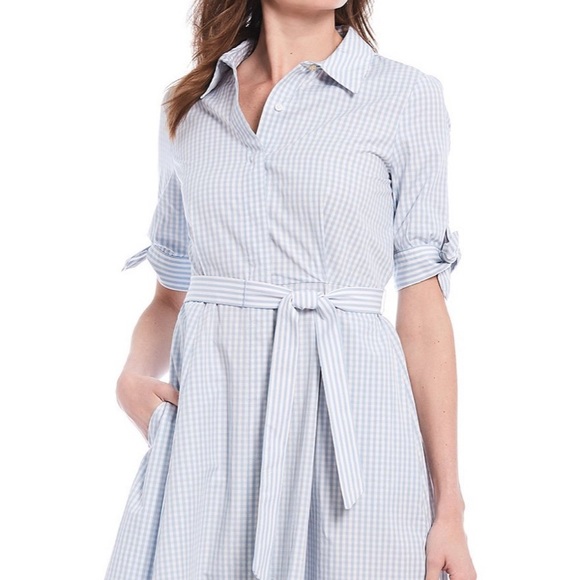 Calvin Klein sz 10 Cotton Gingham Midi Shirt Dress - Picture 3 of 8